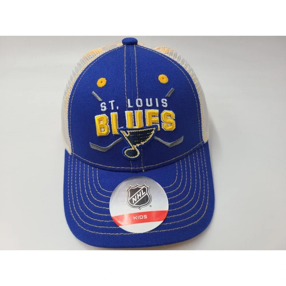 Kids 4-7 St Louis Blues Mesh Trucker Snapback Hat Cap Boys NHL Hockey Blue White